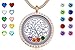 beffy Memory Living Floating Charms Locket with Heart & Round Crystal Birthstones, Gifts for Women Kids Grandma Mother, 18k Gold 316L Stainless Steel Jewelry, Free Chain & Gift Box