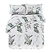 Vaulia Soft Lightweight Microfiber Duvet Cover Set, Floral Printed Pattern - Queen Size, White/Green Color