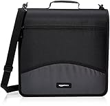 AmazonBasics 3-Ring Binder with Zipper - O-Ring, 3 Inch, Black
