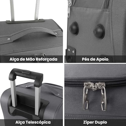 SANTINO Bolsa de Viagem Poliéster com Rodinhas Puxador Retrátil Amplo Espaço Alças Reforçadas Cadeado Leve Versátil Bordo