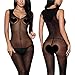 BOOMLEMON Women's Seamless Sheer Hooded Bodystocking Open Crotch Lingerie Bodysuit Black