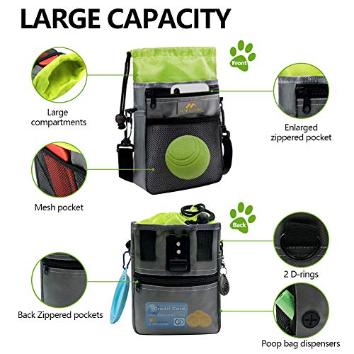 MARSLABO Dog Treat Pouch for Training, Dog Treat Bag, Easy Access to Treats, Treat Pouch Dog Training with Waist Belt, Shoulder Strap, Poop Bag, Clicker, Collapsible Bowl, Build-in Waste Bag Dispenser