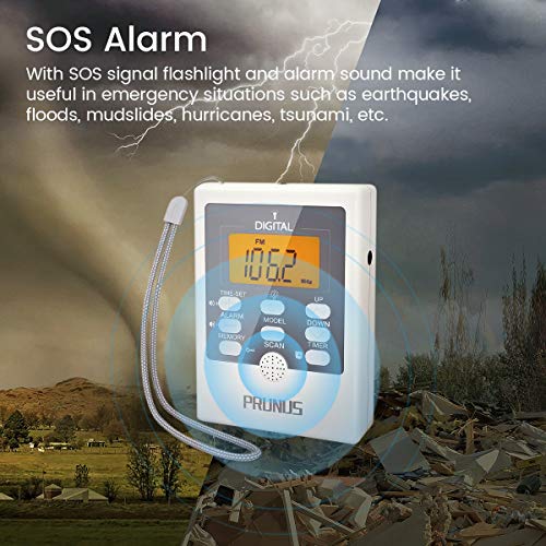 image for J-157 Portable Pocket AM/FM Radio, Mini Alarm Clock Radio with Sleep T