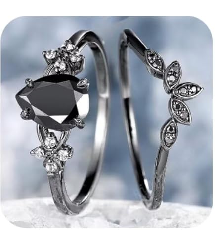 Amazon.com: Metmejiao Black Gold Filled Cz Wedding Engagement Ring