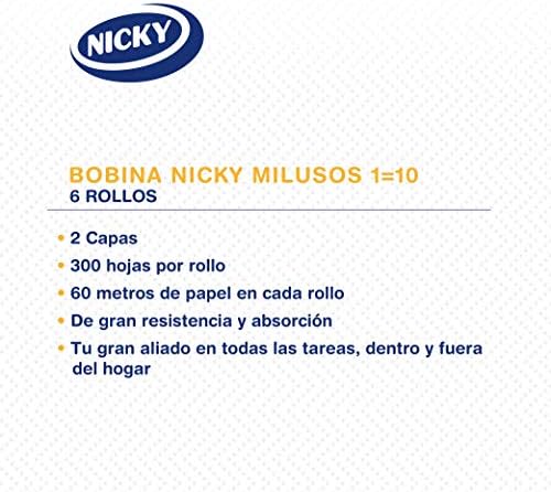 Milusos, 6 Rollos de Papel de Cocina, 2 Capas