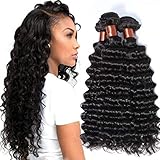 BLACKMOON HAIR Brazilian Virgin Hair Deep Wave Bundles Unprocessed Virgin Remy Human Hair Extension Deep Curly Hair Weave Natural Color