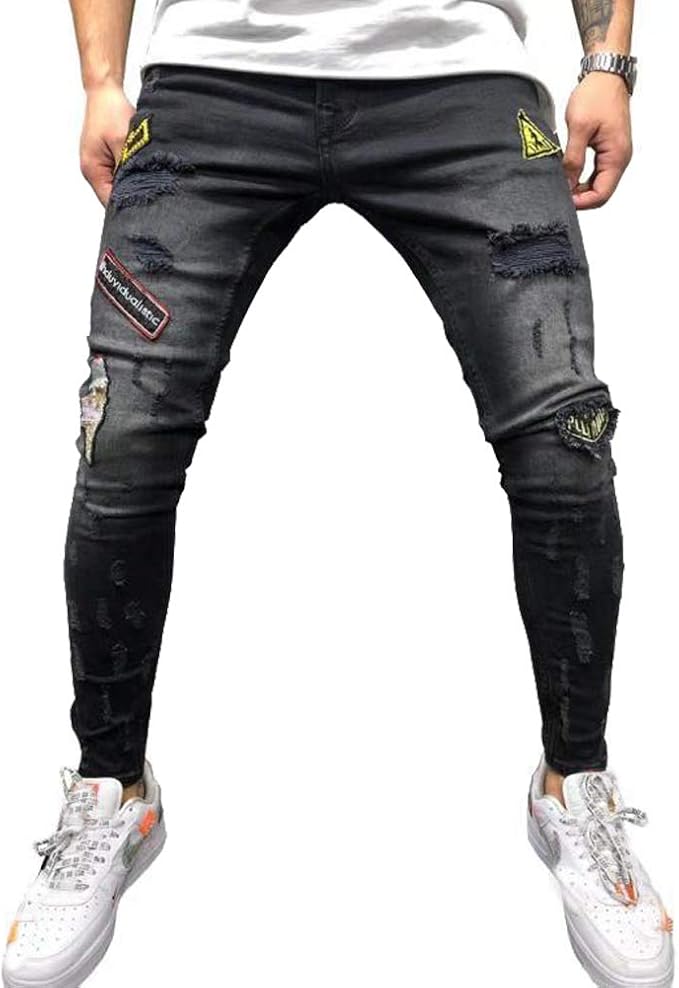destroyed biker jeans