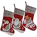 WEWILL Lovely Christmas Stockings Set of 3 Santa, Snowman, Reindeer, Xmas Character 3D Plush Linen Hanging Tag Knit Border for Family Kids
