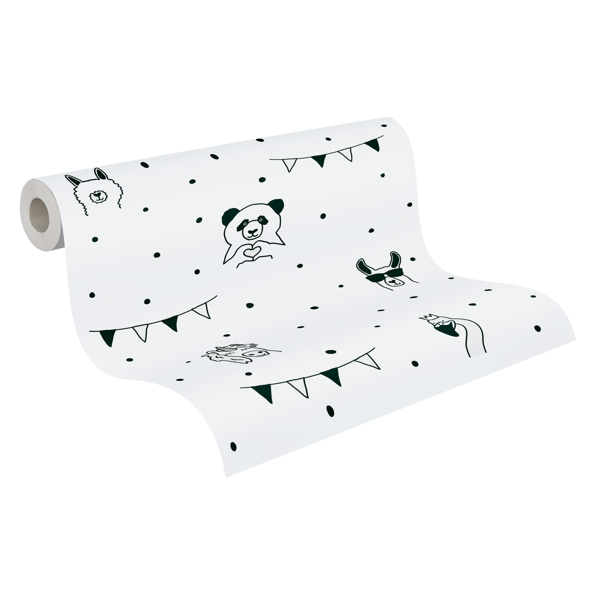 A.S. Création Animal Wallpaper Little Love Non-Woven Wallpaper 10.05 m x 0.53 m Black White Made in Germany 381382 38138-2