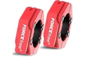 FORCEFREE+ Barbell Clips Barbell Clamps 2 Inch, Quick Release Olympic Barbell Collars with Anti-Slip TPR Lining, Weight Clips for Bars for Secure Locking Weightlifting, Powerlifting, Home Gym (No Magnet Red)