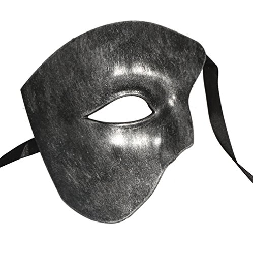 Luxury Mask Phantom Of The Opera One Eyed Masquerade Mask,One Size,Antique Black Silver