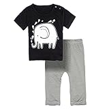 Big Elephant 2 Pieces Baby Boys Short Sleeve Striped Elephant Shirt Pants E42