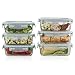 Prestee 12-pc Glass Food Storage Containers / Set Of 6 Rectangle Clear Glass Containers / Airtight With SnapLatch Lids BPA Free – Oven Dishwasher Freezer And Microwave Safe