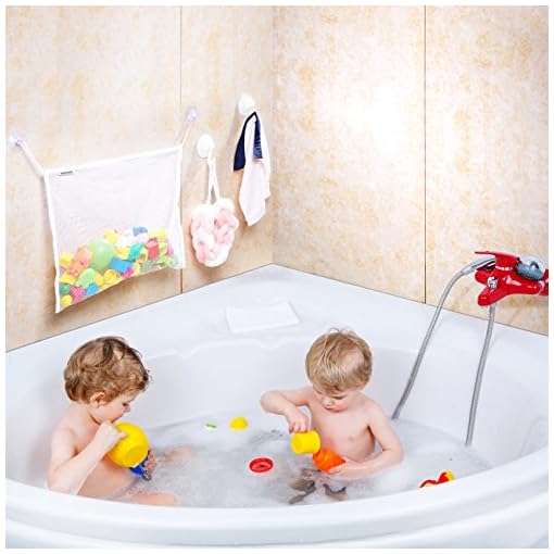 SOGODE Bath Toy Organizer - High Quanlity Mesh Bag (18" x 14" storage) + 2 Bonus Strong Hooked Suction Cups, White - Image 7