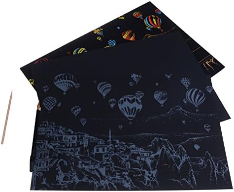 Ensunpal 1 Sheet Scratch Art Colorful Magic Painting Paper Scratch Boards with 1 Golden Styluses and 1 Wooden Styluses,3