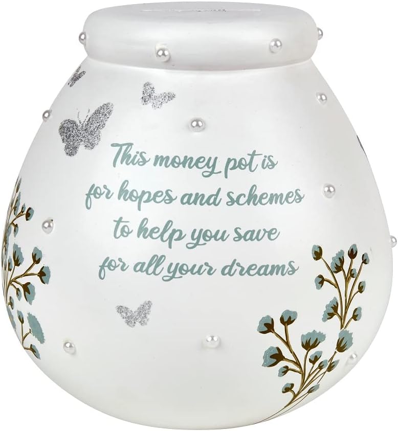 Pot Of Dreams Floral Bloom Hand Painted Ceramic Money Box Save And Smash