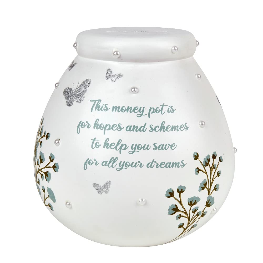 Pot of Dreams Floral Bloom Hand Painted Save And Smash Handcrafted Ceramic Money Box | Eco Freindly & Recyclable Piggy Bank With Message | Perfect Decorative Gift and Save for Birthdays & holiday