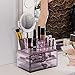 Sorbus Acrylic Cosmetic Makeup Organizer with Makeup Mirror - Jewelry Storage Case and Removable Double Sided 3X/1X Magnification Mirror - Spacious Design - for Bathroom, Dresser, Vanity (Purple)