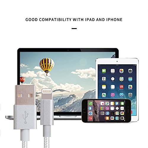 YRGYRJMISN iPhone Cable Extra long iPhone Charging Cord,Data Sync,4Pack [3FT 6FT 6FT 10FT] Nylon Braided to USB Charger for iPhone X/8/8 Plus/7/7 Plus/6/6s Plus/5s/5 and iPad etc. (silver) - Thumbnail 6