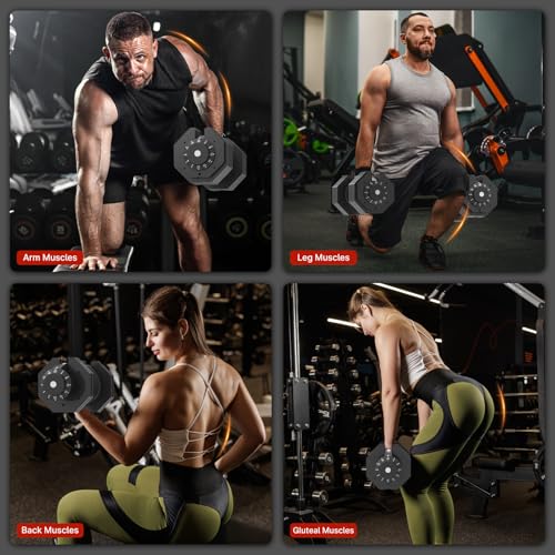 EnterSports 22LBS/26.5LBS/40LBS/44LBS/60LBS Adjustable Dumbbell Set Quick Adjustment Space-saving Dumbbells with Non-Slip Handle Adjustable Weight, Convertible Dumbbell Weights Suitable for Women Men Home Office Gym Body Strength Training