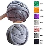 welltree Merino Soft Chunky Wool Yarn for Arm Knitted DIY Your Favorite Thick Blankets (Grey - 6.6 lbs)