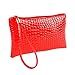 Women Crocodile Leather Clutch Handbag Bag Coin Purse ( Red )