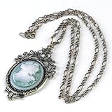 JOVIVI® Vintage Cameo Resin Beauty Lady Oval Bead Pendant Chain Long Sweater Necklace
