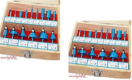 2in1 15pc Tungsten Carbide 1/4" inch Shank Router Bits Rotary Power Tool Set