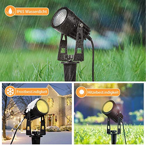 Gartenbeleuchtung B-right 4er Set 3W Gartenleuchte mit Erdspieß, Gartenstrahler mit Stecker, Gartenlicht Gartenlampe mit… – Bild 5