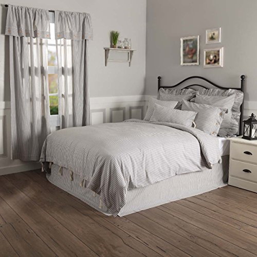 Piper Classics Farmhouse Ticking Blue King Bed Skirt, 78x80 w/16 Drop, Tailored Dust Ruffle