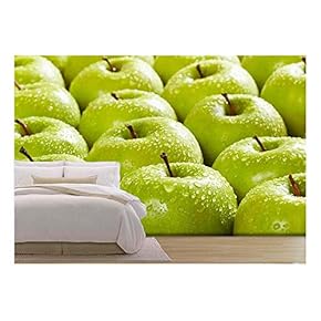 Large Group of Granny Smith Apples in a Row. Selective Focus - Removable Wall Mural | Self-Adhesive Large Wallpaper - 66x96 inches