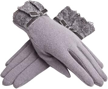 Amazon Co Jp 女性用 秋冬 防寒 暖かい 厚手 ウールグローブ ショートグローブ 手袋 レースグローブ ドレスグローブ おしゃれ プレゼント グレー スポーツ アウトドア