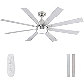 Autoday Large Ceiling Fans with Lights and Remote - 62 Inch Brushed Nickel Ceiling Fan with Light, Quiet DC Motor, 3 CCT, Modern Dimmable Lighting & Ceiling Fans for Living Room Patio,Indoor/Outdoor