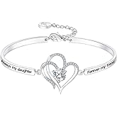 Aihitero Valentines Day ‘Badass Daughter’ Gift, ‘Always My Daughter Forever My Friend’ Bangle Bracelet, ‘Mother/Father Daughter Forever Love’ Women Jewelry, Birthday Xmas Wedding Present from Dad Mom