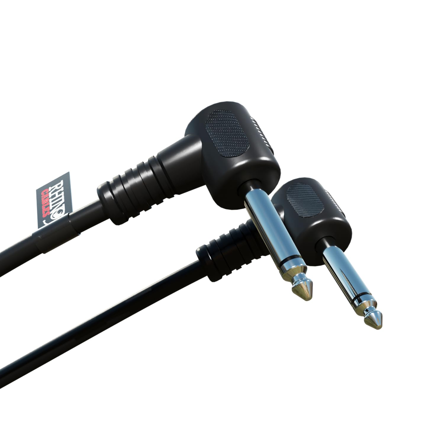 rhinocables 6.35mm Right-Angle Instrument Lead – Mono Jack Cable for Amp, Electric Guitar, Bass & Keyboard | Durable Instrument Lead with Pure Copper Core | Compatible with 1/4” Devices (Black, 1m)