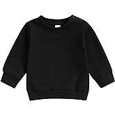 Tsseiatte Toddler Baby Boy Girl Long Sleeve Crewneck Pullover Sweatshirt Sweater Outfits Solid Color Casual Clothes