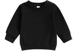 Tsseiatte Toddler Baby Boy Girl Long Sleeve Crewneck Pullover Sweatshirt Sweater Outfits Solid Color Casual Clothes