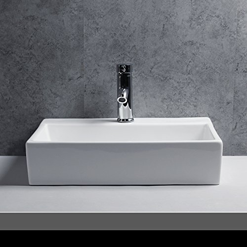 Gimify Mordern Vessel Sink Porcelain Ceramic White Above Counter Art Basin Bowl for Bathroom Restroom Airport Office Hotel (Vessel Sink Large)