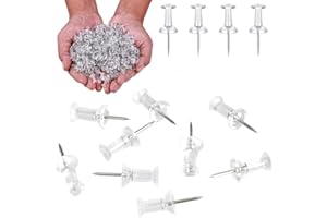 500 Pcs Push Pins Plastic Transparent Head Pins Steel-Pointed Thumb Tacks School Office Home Wall Map Pin Bulletin Board Mark