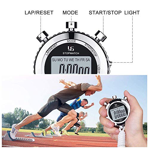 image for LAOPAO Stopwatch Metal Stopwatch Timer with Backlit 1/100th Second Pre