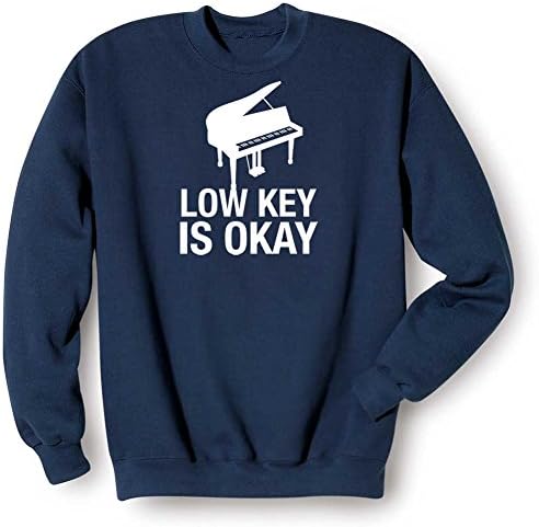 Unisex-Adult Musical Instrument Navy Blue Sweatshirt- Piano - Medium