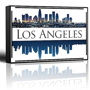 City Skyline Series - Los Angeles - Colorful Urban Art - Sunsets and Silhouettes Famous Buildings and Landmarks - Canvas Art Home Art - 12x18 inches