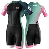 SLS3 Triathlon Suits Women - Elite Aero Sleeved Trisuit for Swim Bike Run | Quick-Dry Breathable Tri Suit Women with Italian Chamois Pad, Aero Short Sleeves, Pockets &amp; Compression for All Distances