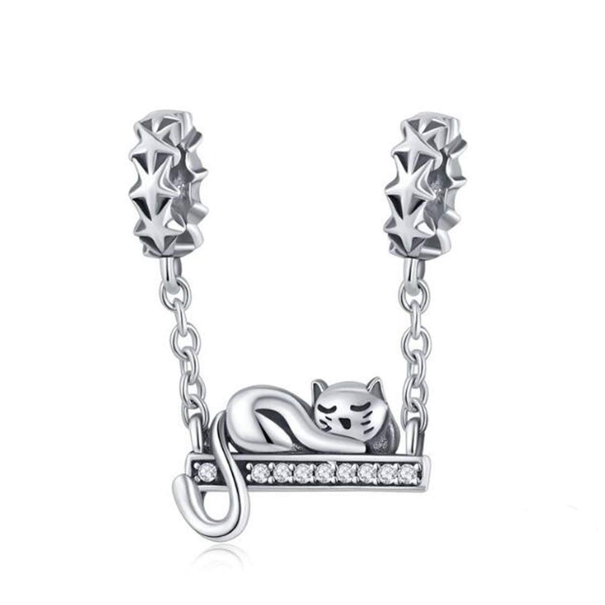 Cat Charm Beads 925 Sterling Silver Charms Love Pet Charms Animal Charm Beads for Pandora Bracelet Necklace,Animal Style Beads for Women Bracelet (A)