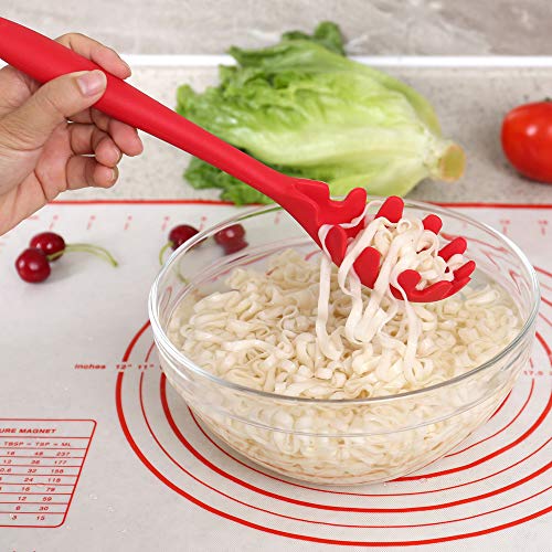 Cooking Utensils - Kitchen Utensil Set - Cooking Tools 10+1 Piece - Silicone Kitchen Utensils with Serving Tongs,Spoon,Spatula Tools,Pasta Server,Ladle,Whisk and Free Spoon Rest Gift(Red)