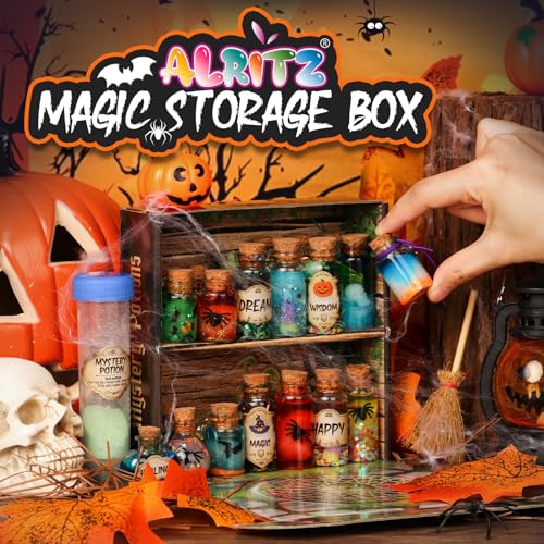 Alritz Mystery Potion Kits for Kids, 20 Magic Mix Witch Potion Bottles, Happy Decorations Ornaments Pumpkin Table Craft Toys Gift for Boys Girls Age 6 7 8 9 10 11+ Indoor Outdoor Halloween Party Decor