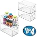 mDesign Stackable Plastic Storage Organizer Bin Trays with Handles - Holds Vitamins, Supplements, Medicine Bottles Essential Oils, Medical Supplies, First Aid Supplies - 5