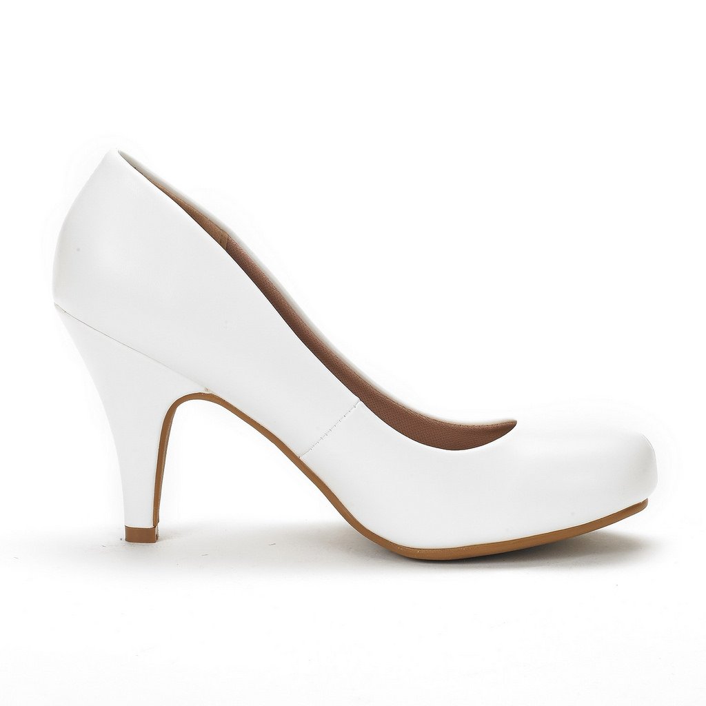 DREAM PAIRS ARPEL Women's Formal Evening Dance Classic Low Heel Pumps Shoes New White Pu Size 5 - Image 4