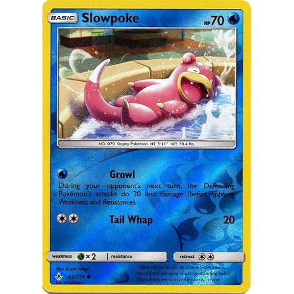 Amazon Com Slowpoke 42 214 Common Reverse Holo Unbroken Bonds Toys Games