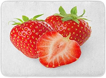 Ecnm56b Doormats Bath Rugs Door Mat Red Strawberry Strawberries Three Fruits One Cut In Half On Food Slice 15 8 X23 6 Amazon Co Uk Kitchen Home